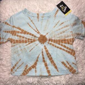 Art Class Kids Spiral Tie-Dye Tee - Light Blue and Brown